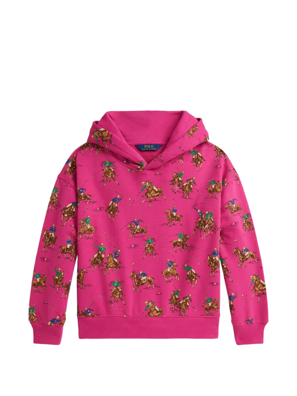 POLO RALPH LAUREN KIDS equestrian-print hoodie - Pink