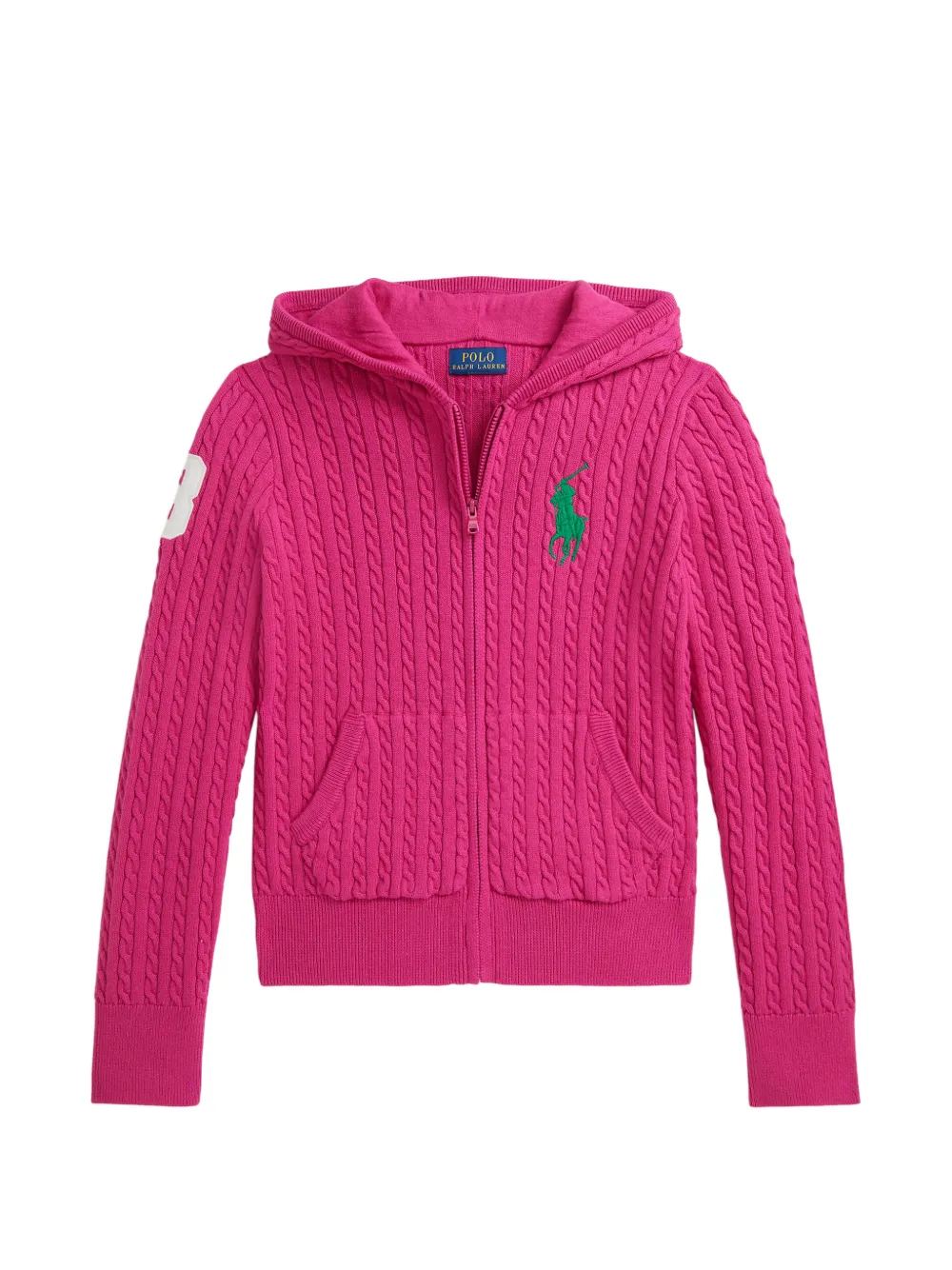 POLO RALPH LAUREN KIDS cable-knit zip-up cardigan - Rosa