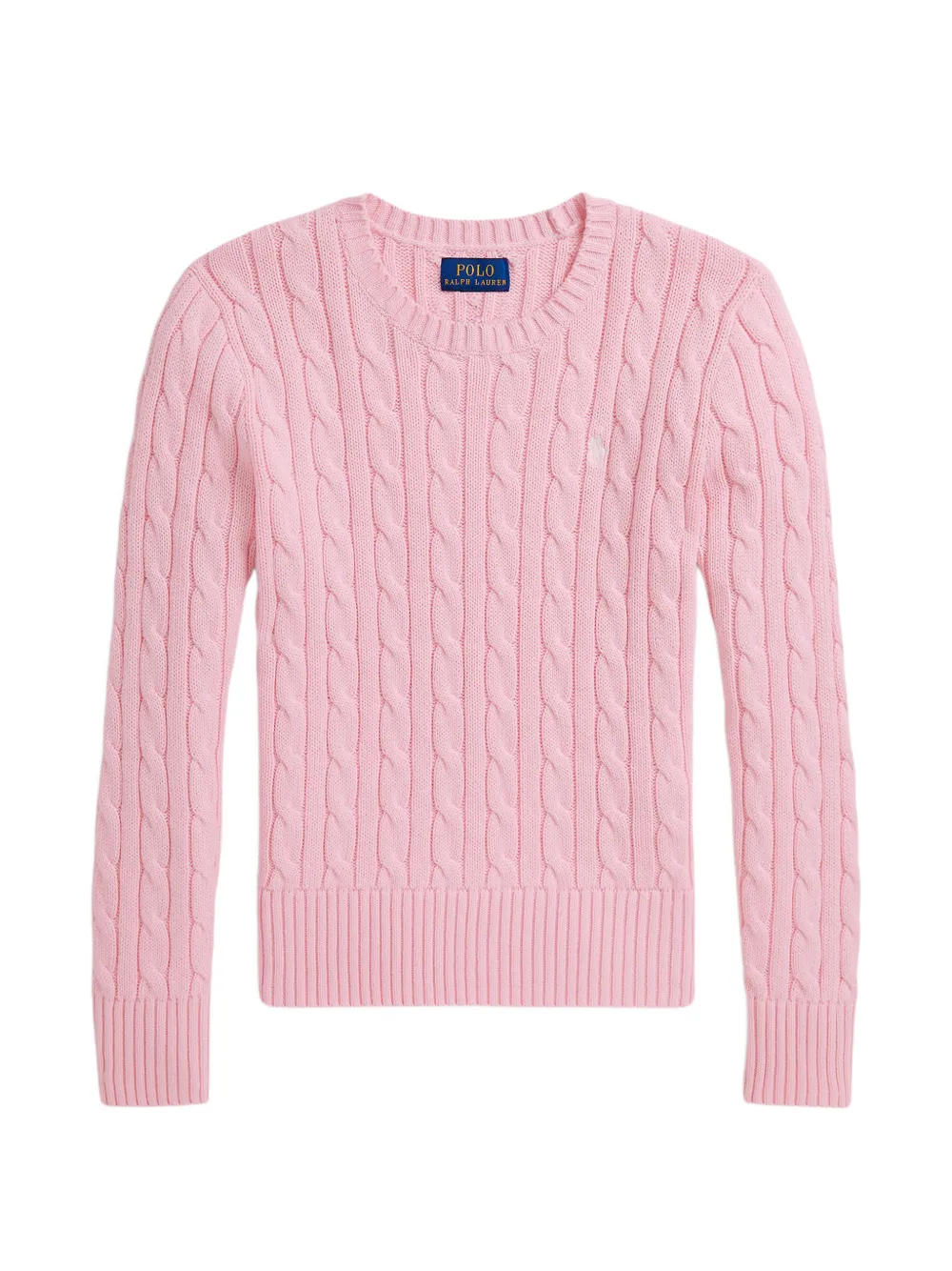 POLO RALPH LAUREN KIDS cable-knit logo-embroidered sweater - Rosa