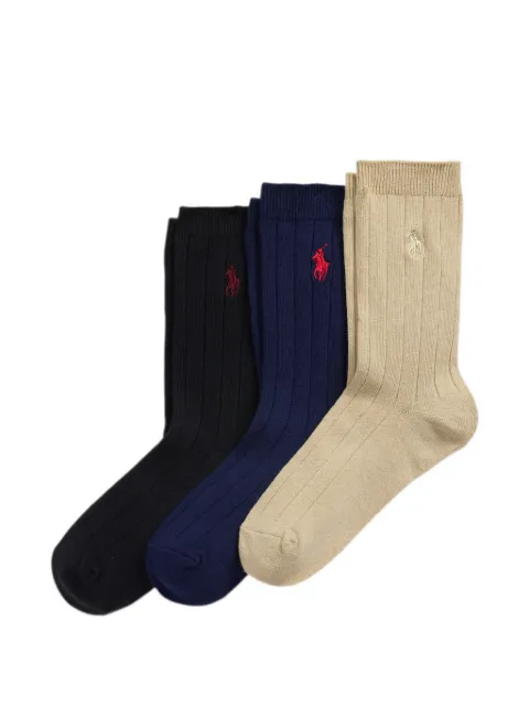 POLO RALPH LAUREN KIDS Polo Pony ribbed socks (set of three)