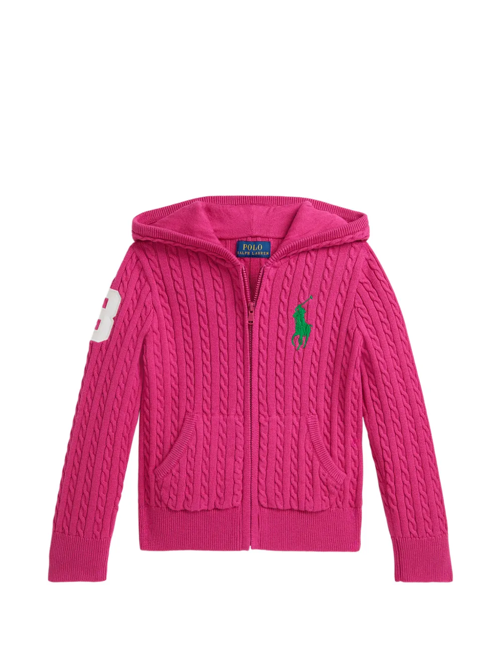 POLO RALPH LAUREN KIDS cable-knit zip-up hoodie - Rosa