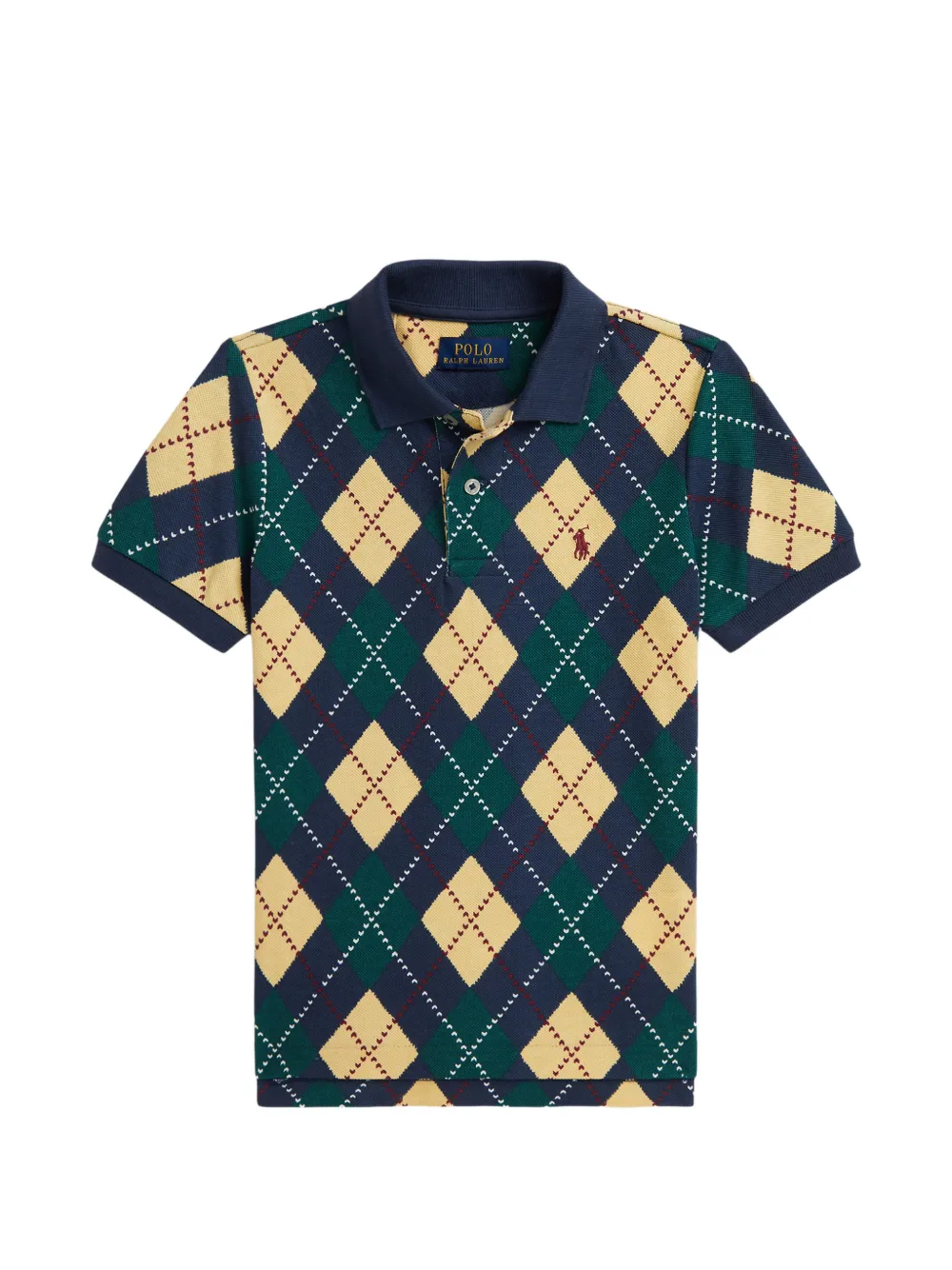POLO RALPH LAUREN KIDS argyle-pattern polo shirt - Blu