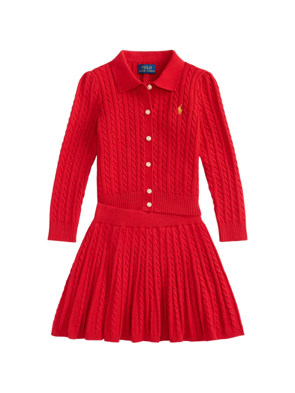 POLO RALPH LAUREN KIDS Set in maglia con gonna (2 pezzi) - Rosso