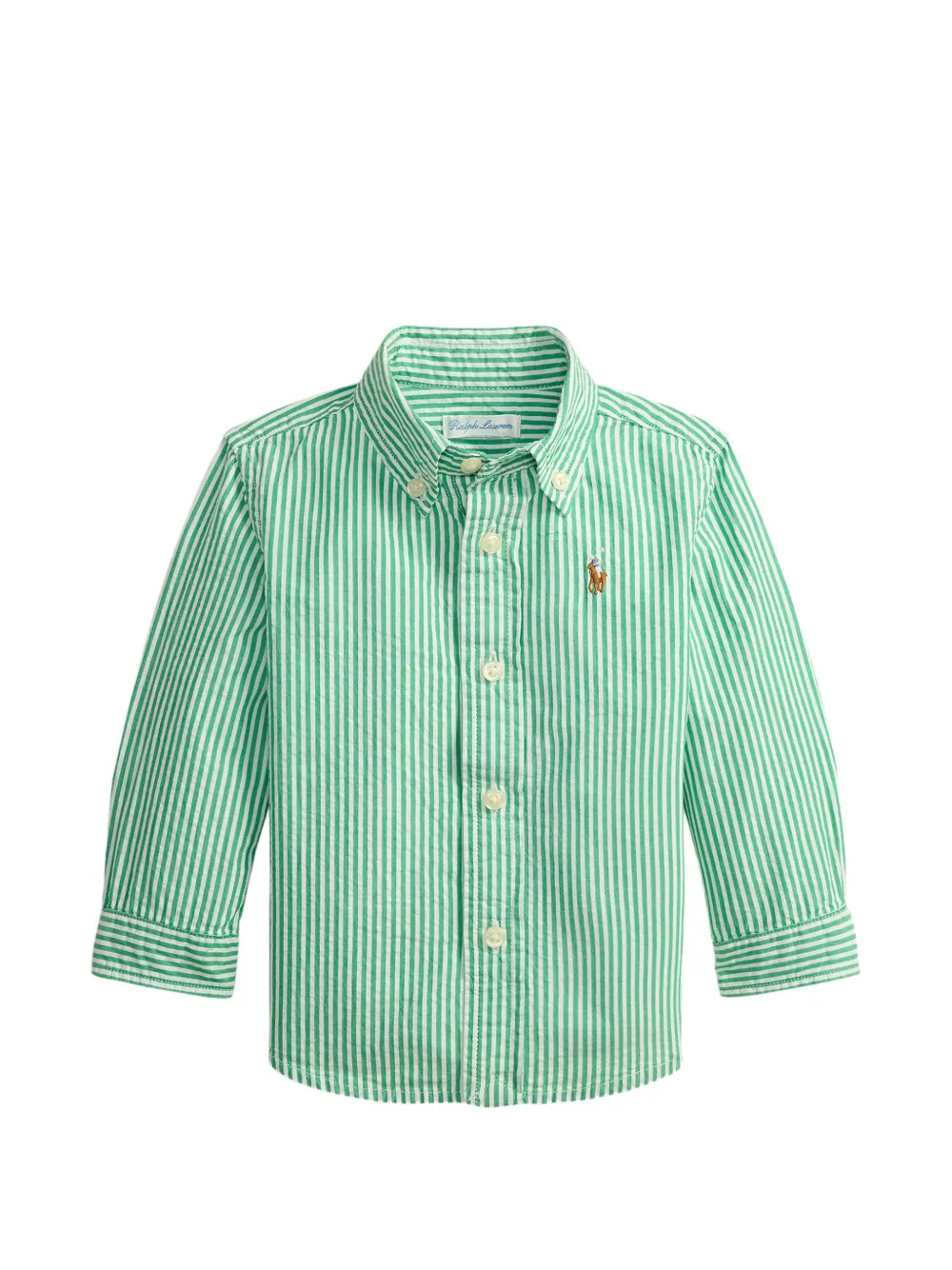 POLO RALPH LAUREN KIDS striped seersucker shirt - Grün