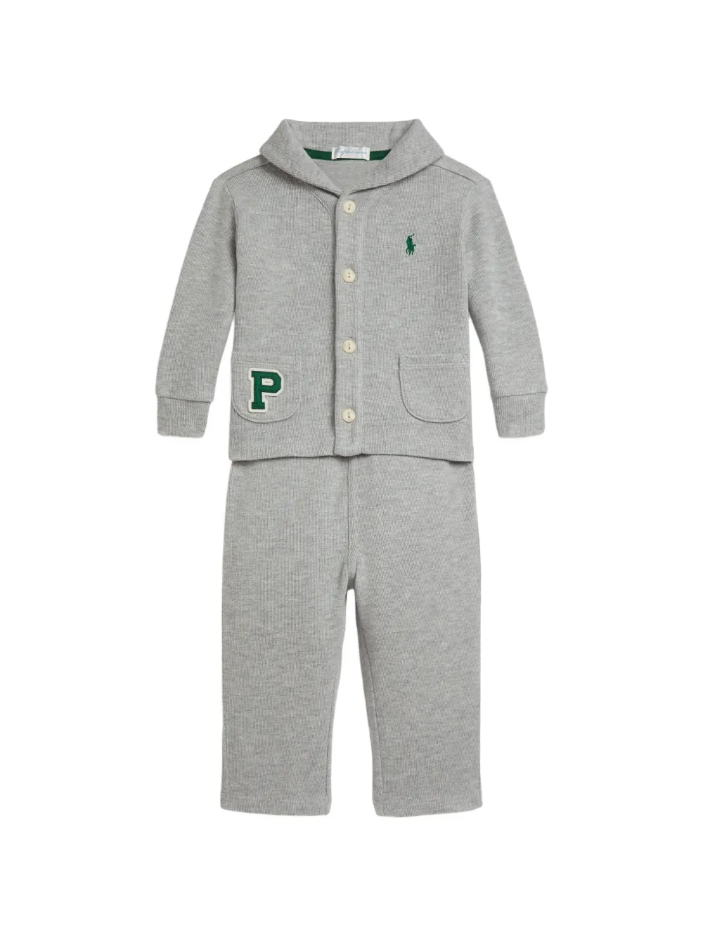POLO RALPH LAUREN KIDS logo-embroidered shawl-collar tracksuit set (set of two) - Grigio