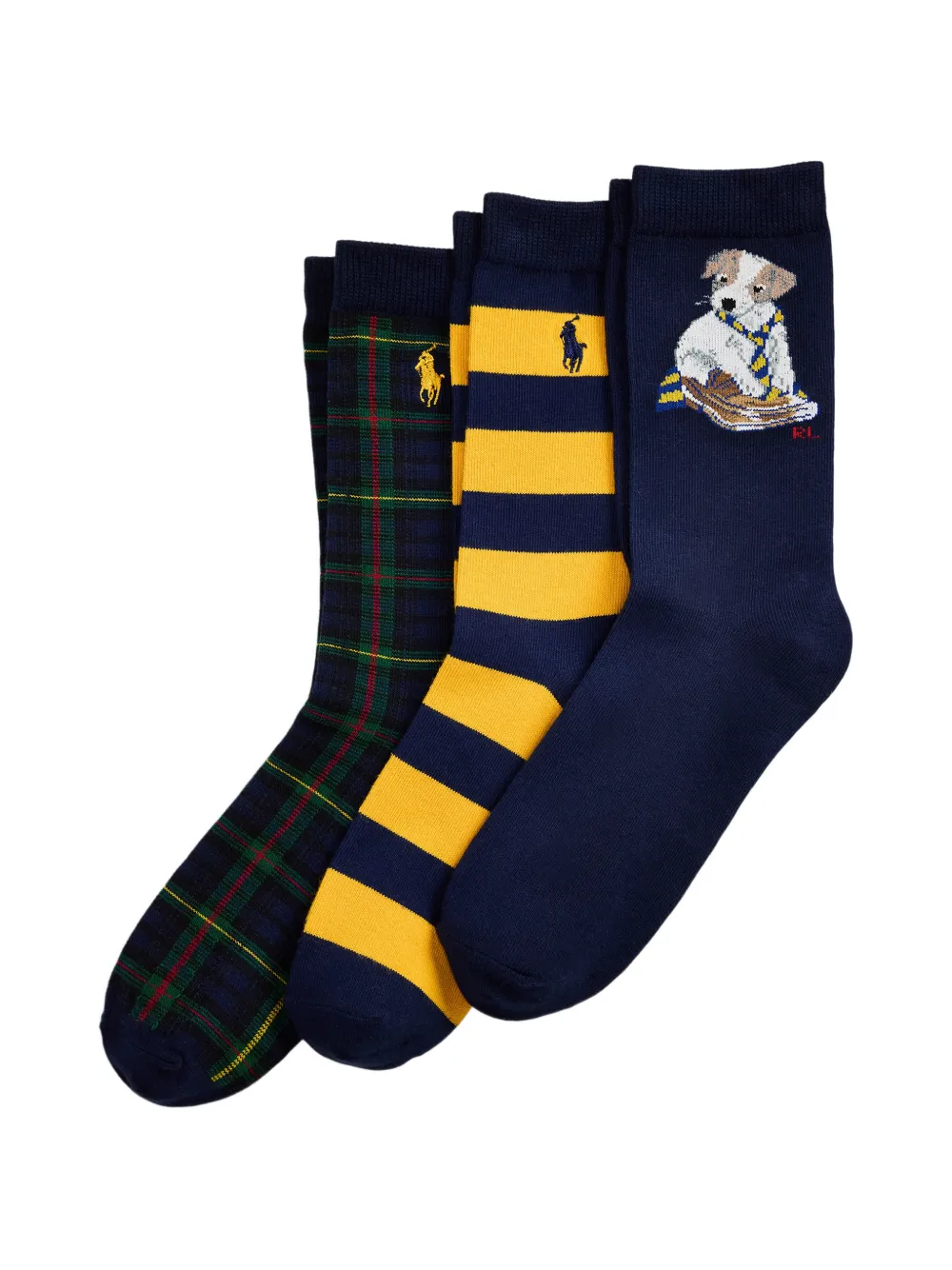POLO RALPH LAUREN KIDS intarsia-knit socks (set of three) - Blu
