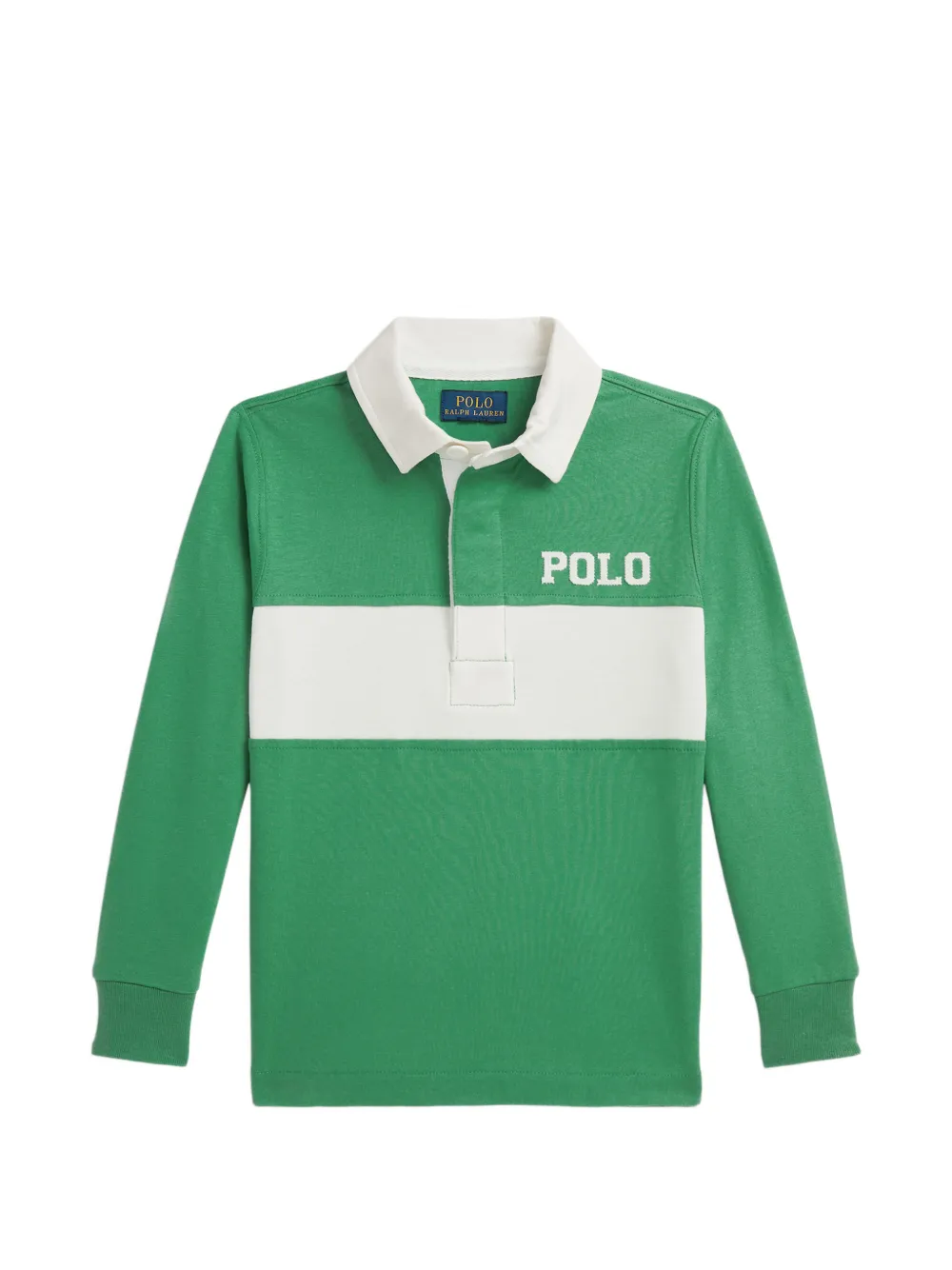 POLO RALPH LAUREN KIDS colourblock long-sleeve polo shirt - Verde