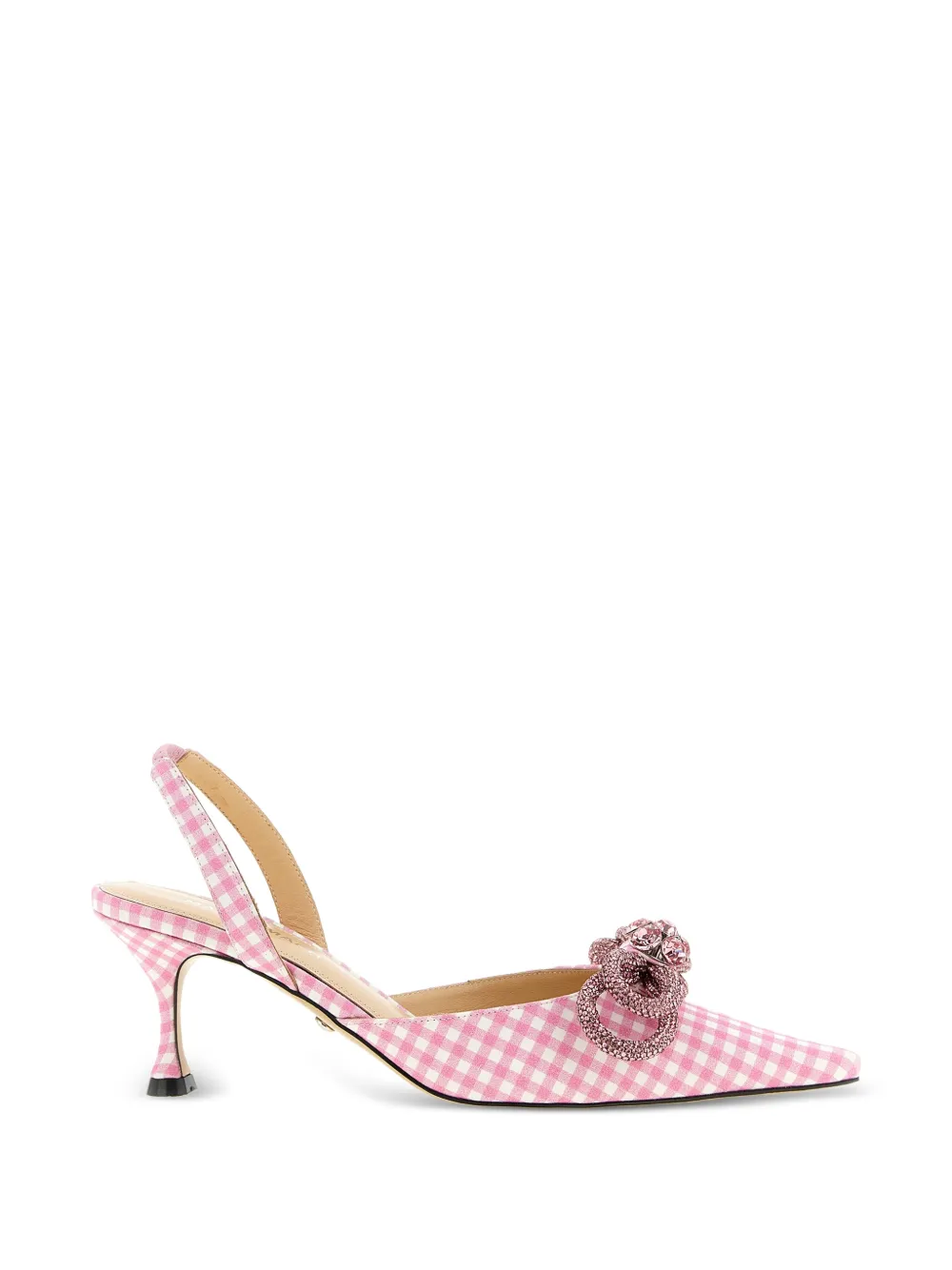MACH & MACH Vichy-print bow-detail slingbacks - Rosa