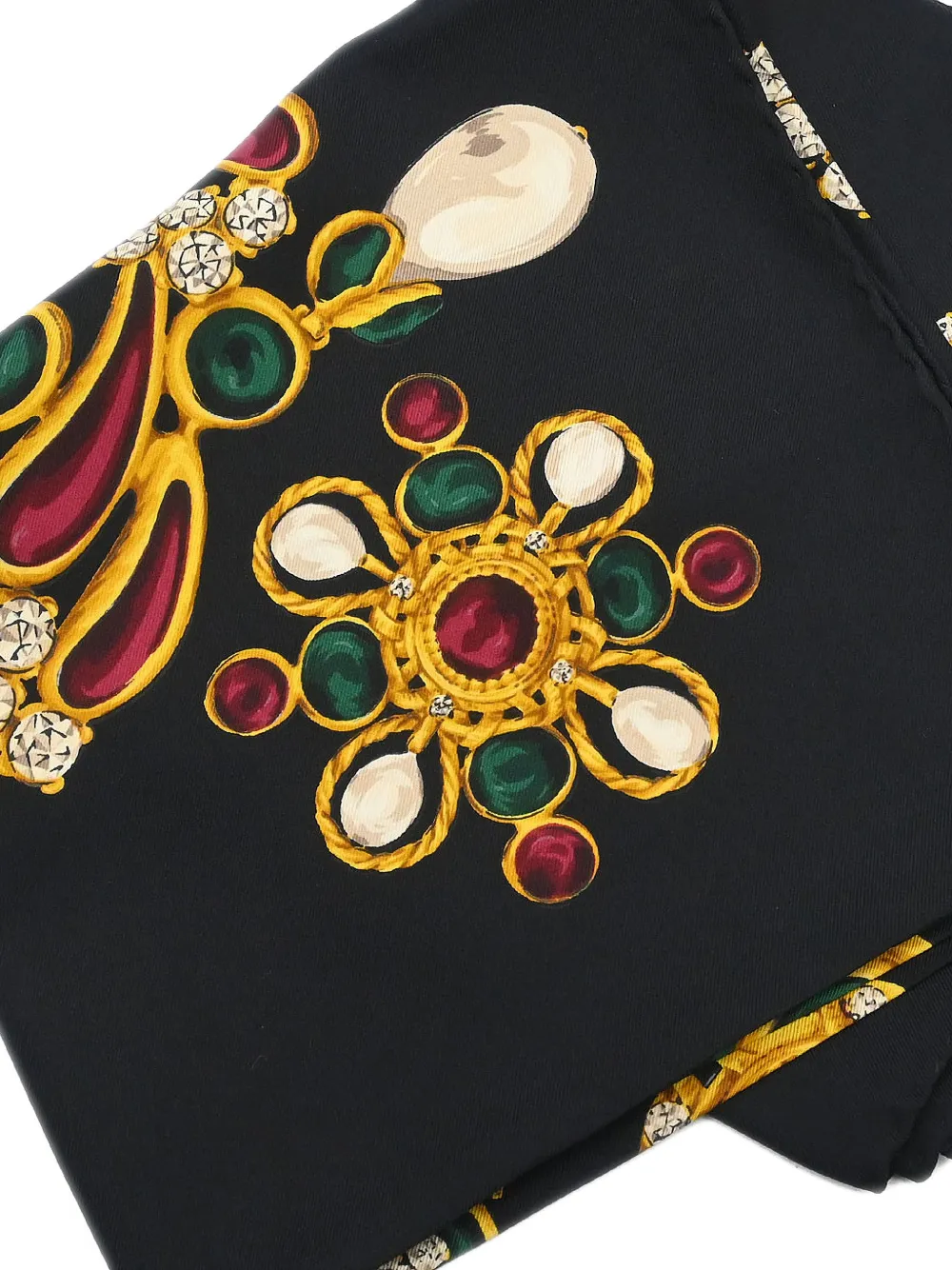 Chanel Pre-owned 1990s Jewel Print Scarf in Black, view 3