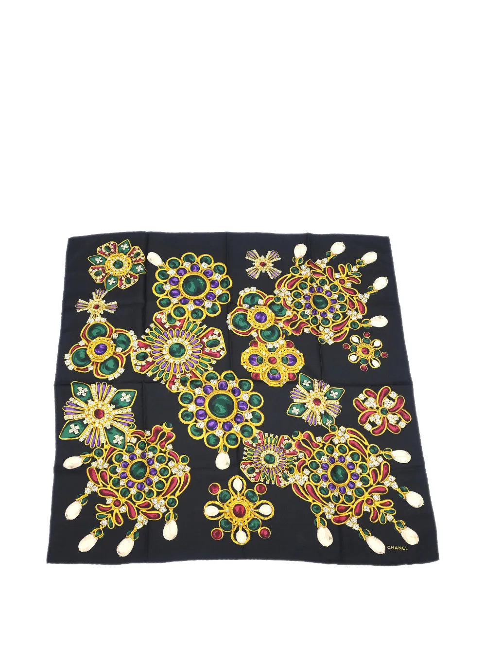CHANEL Pre-Owned 1990s jewel print scarf - Schwarz