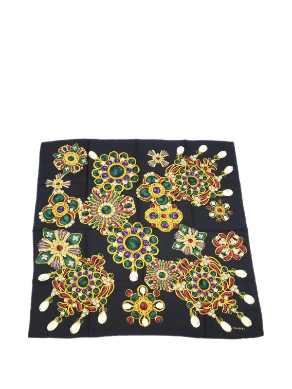 Chanel Pre-owned 1990s Jewel Print Scarf in Black