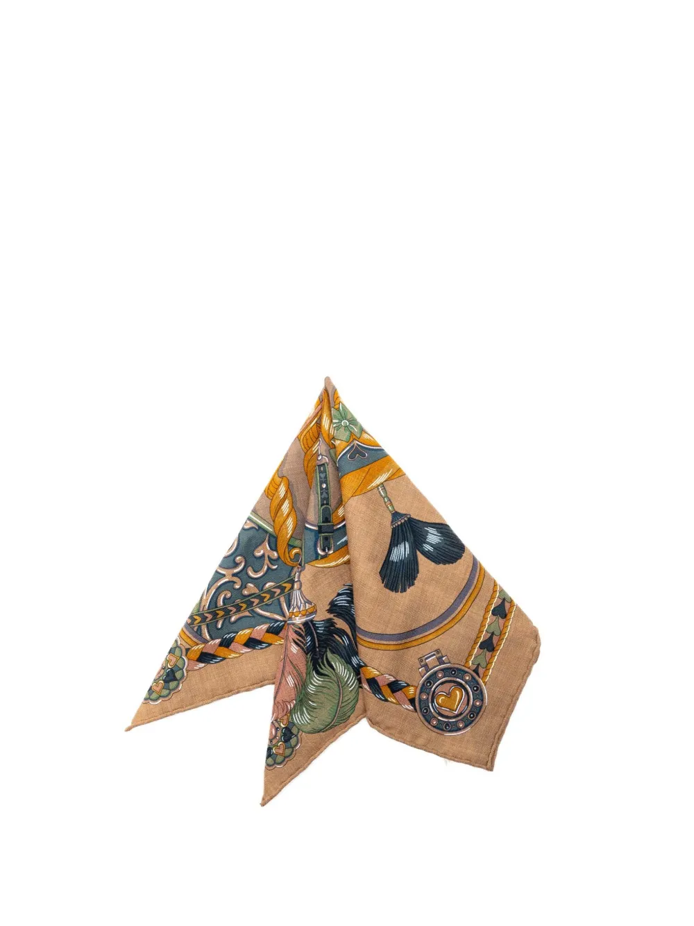 Hermès Pre-Owned 2000-2026 Harnais de Coeur Cashmere Silk Scarf 45 scarves - Marrone