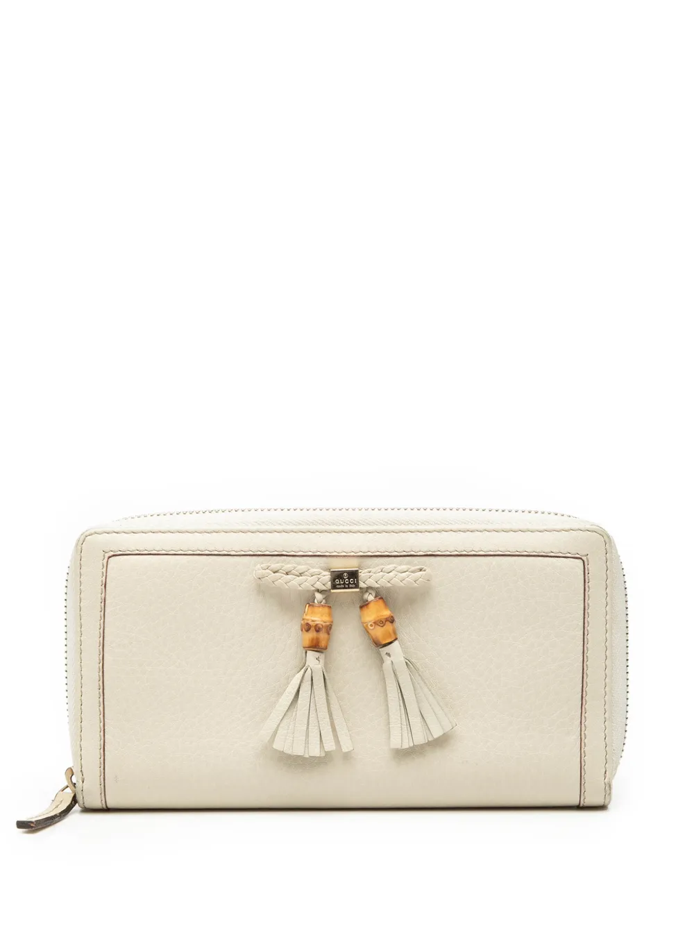 Gucci Pre-Owned 2000-2015 Leather Bamboo Tassel Continental Wallet long wallets - Bianco