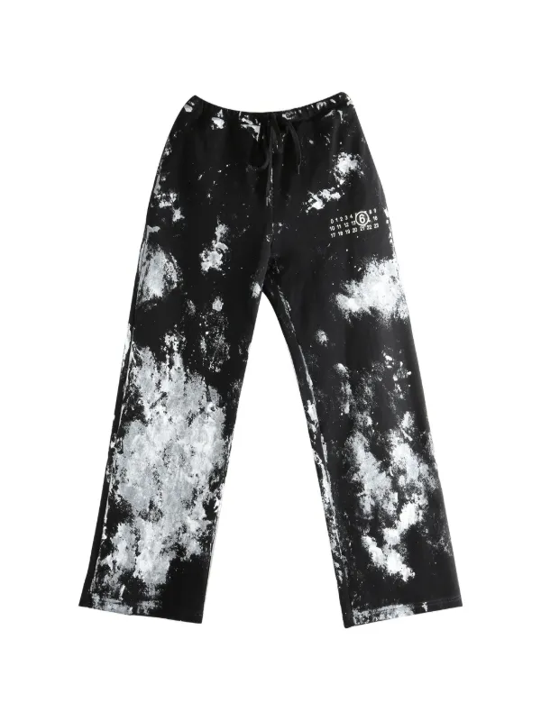 MM6 Maison Margiela paint-splatter logo-print Track Pants | Black
