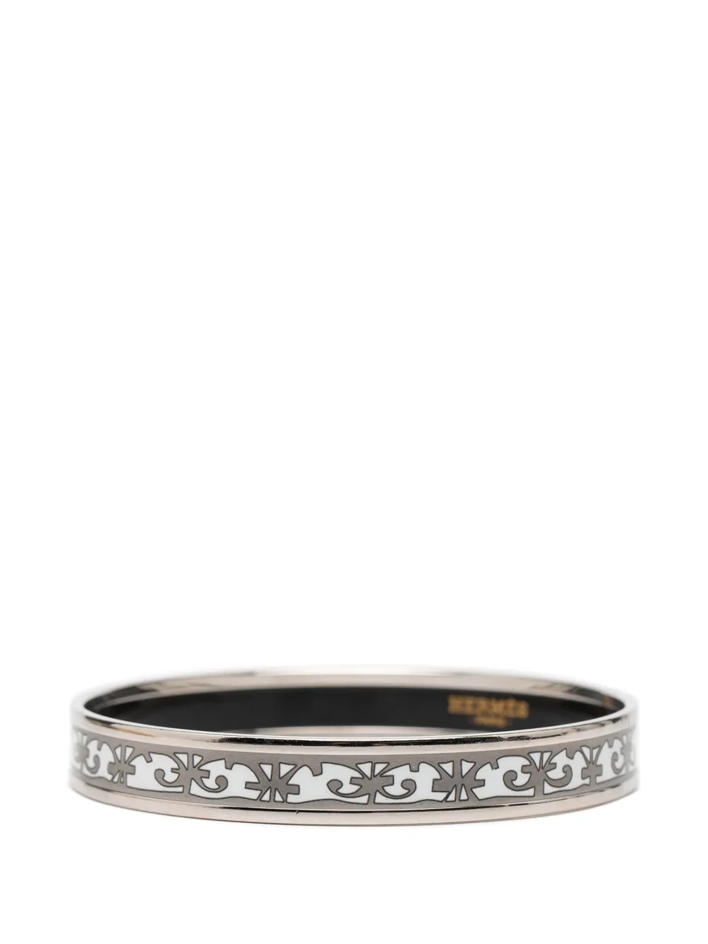  Hermès Pre-owned 20th Century Narrow Balcons Du Guadalquivir Enamel Bangle 65 Costume Bracelet - Grey 