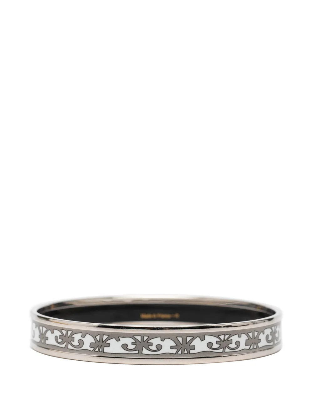  Hermès Pre-owned 20th Century Narrow Balcons Du Guadalquivir Enamel Bangle 65 Costume Bracelet - Grey 