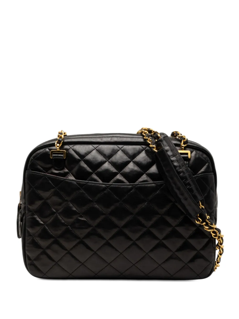 CHANEL Pre-Owned 1989-1991 CC Quilted Lambskin Front Pocket Chain Camera Bag shoulder bag - Nero