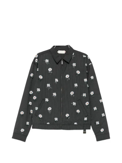 Honor The Gift floral-embroidered pinstripe overshirt