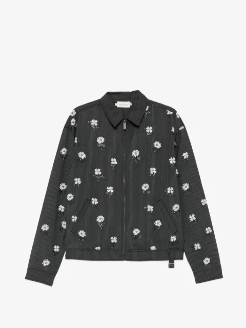 Honor The Gift floral-embroidered pinstripe overshirt
