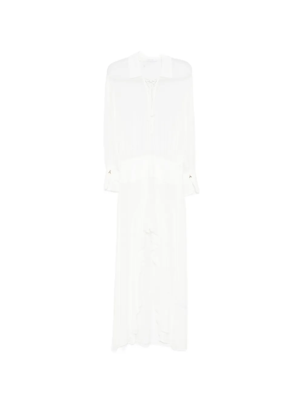 Patrizia Pepe lace-up ruffled asymmetric dress - Bianco