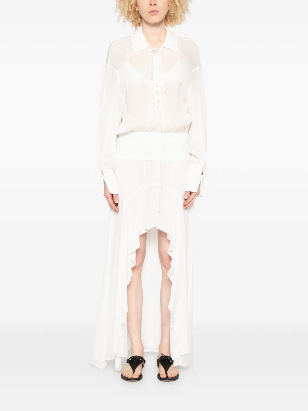 Patrizia Pepe Asymmetrische jurk met ruches Wit
