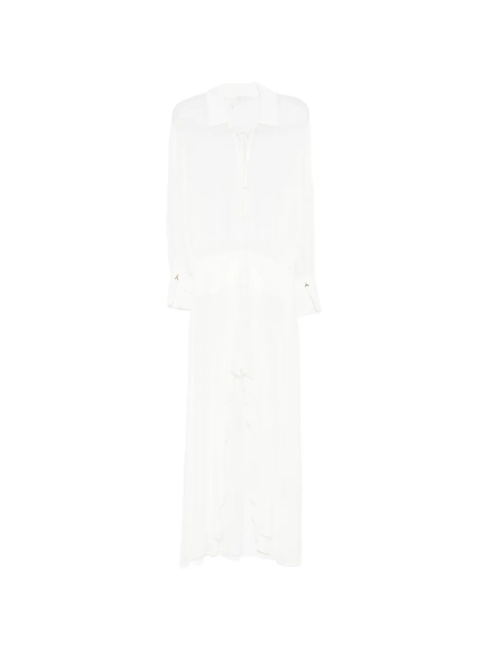 Patrizia Pepe lace-up ruffled asymmetric dress - Bianco
