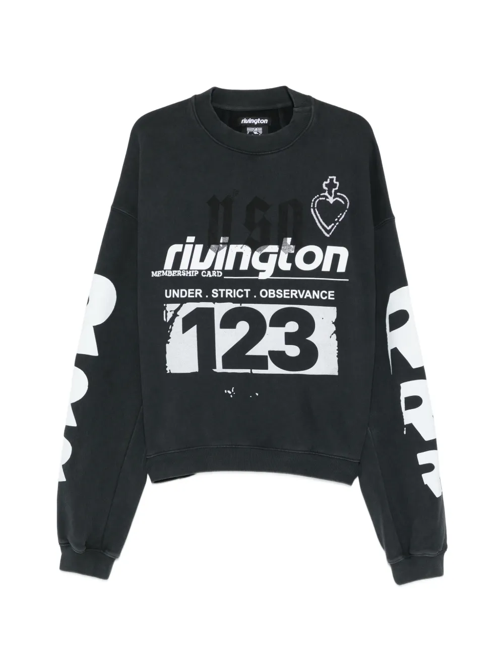RIVINGTON ROI REBIS graphic-print logo-sleeve sweatshirt - Nero