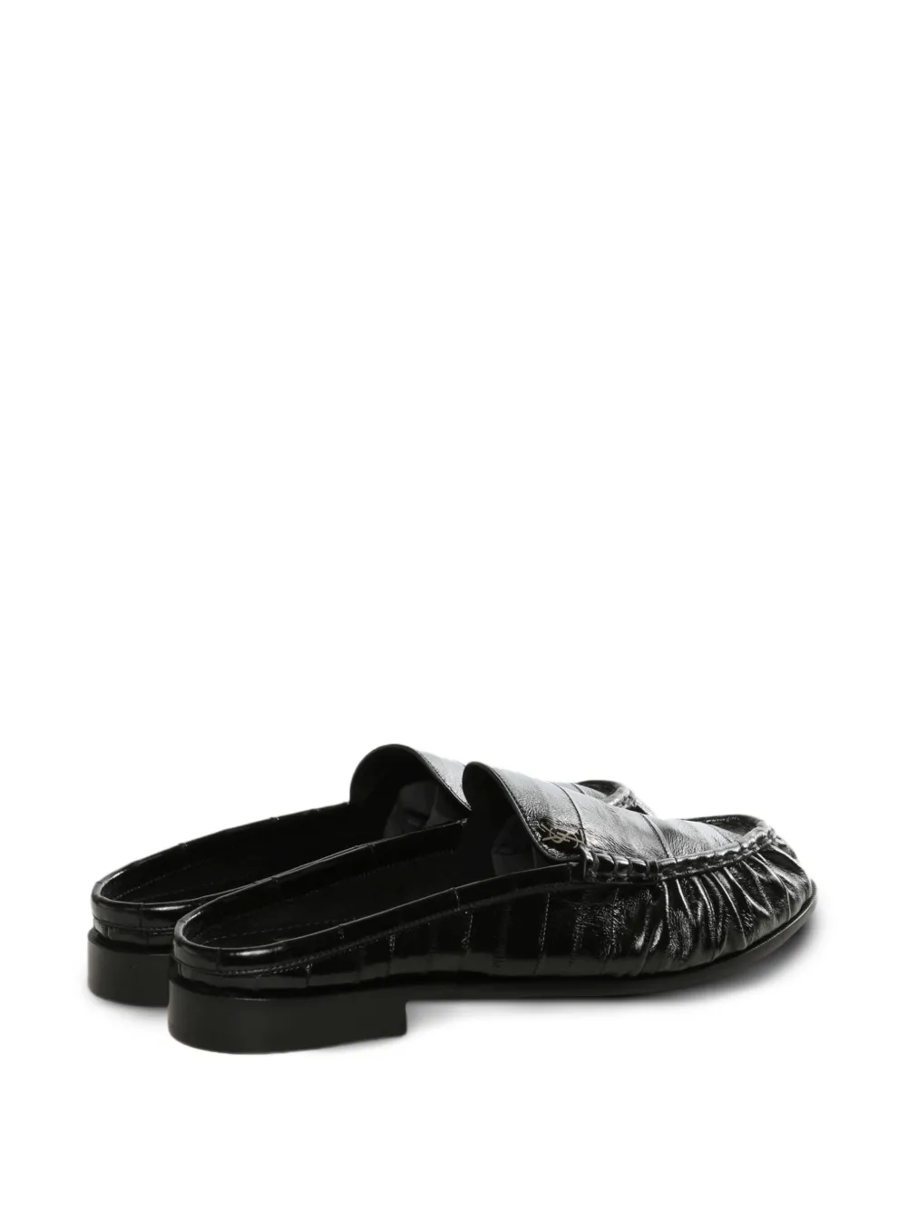 Saint Laurent Cassandre round-toe gathered mules Zwart