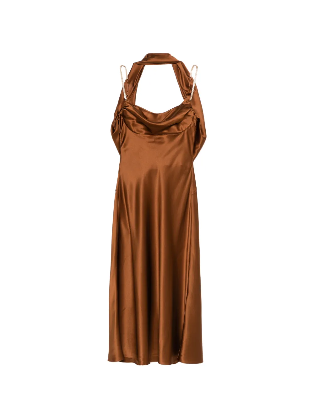 Rebecca Vallance Phoenix crystal-embellished halter-neck midi dress - Marrone