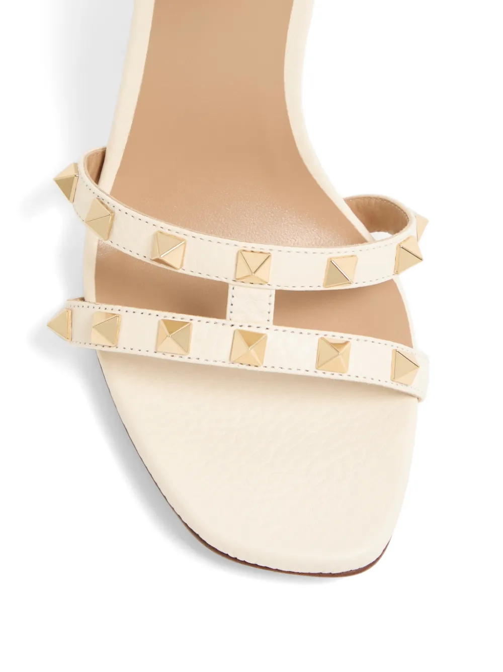Valentino Garavani Rockstud sandalen van kalfsleer met elandprint Beige