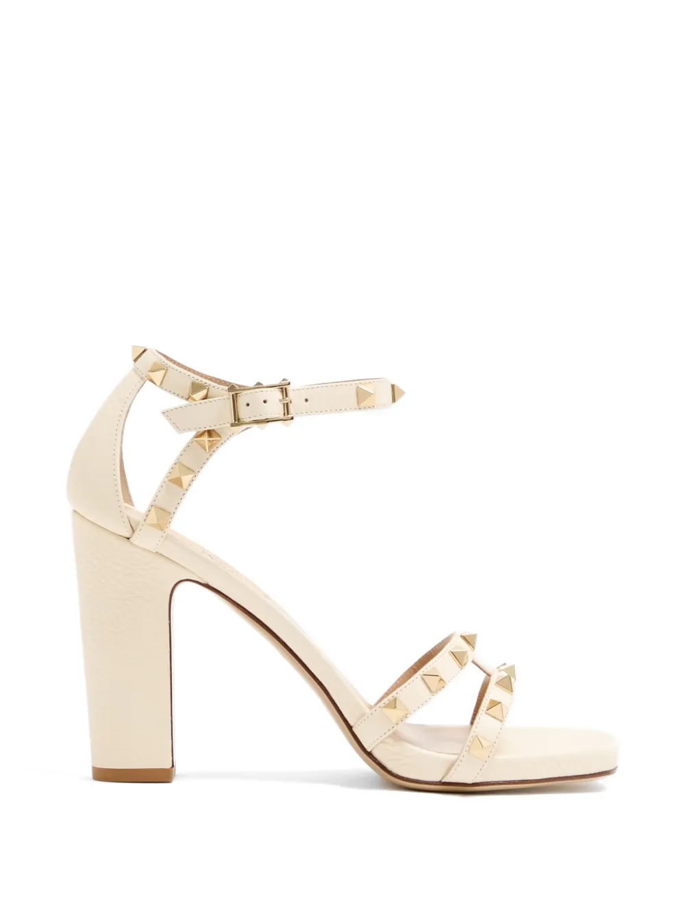 Valentino Garavani Rockstud sandalen van kalfsleer met elandprint Beige