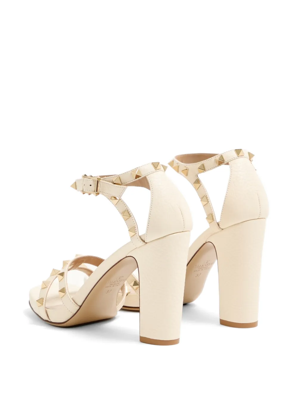 Valentino Garavani Rockstud sandalen van kalfsleer met elandprint Beige
