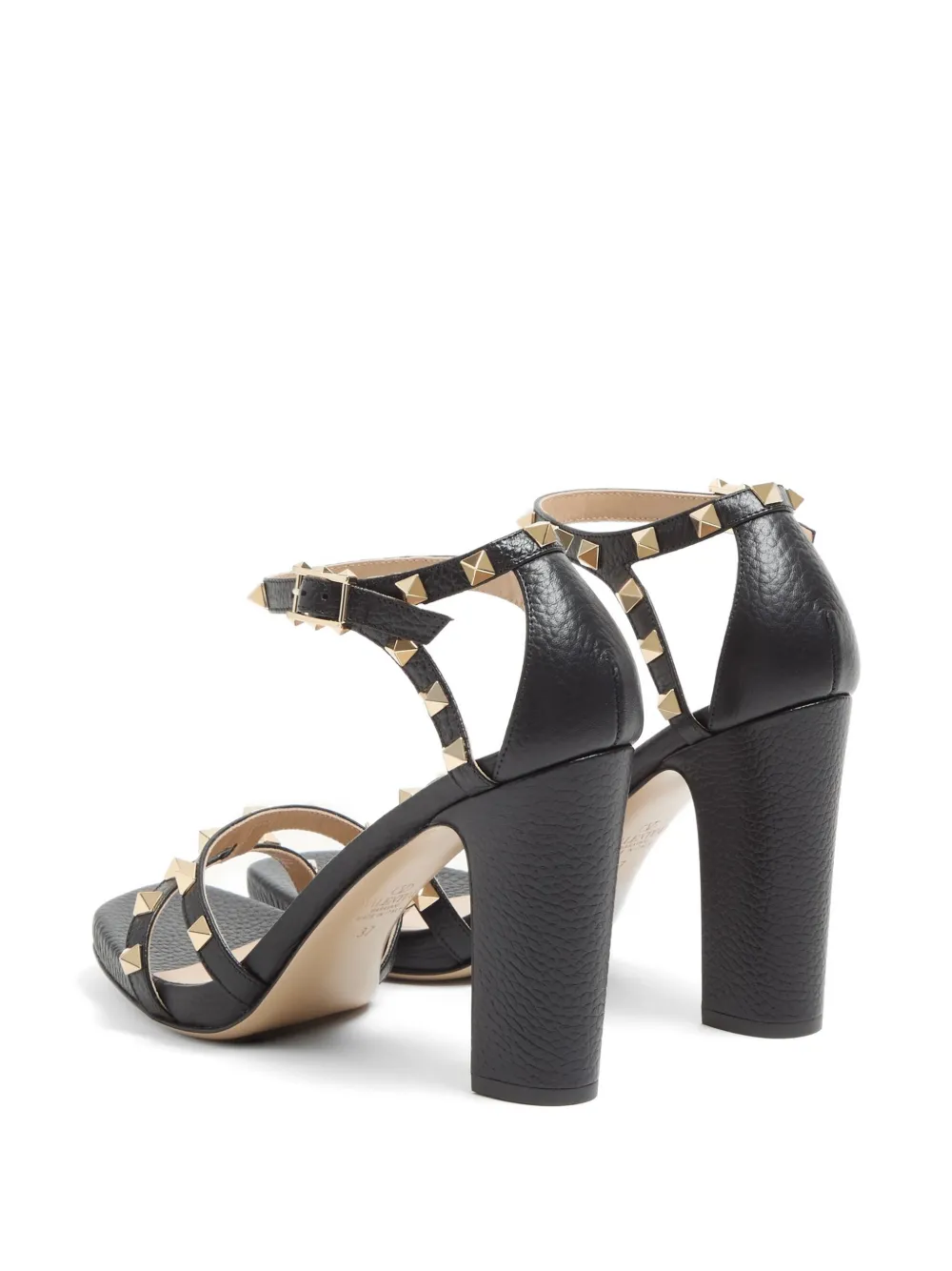 Valentino Garavani Rockstud sandalen van kalfsleer met elandprint Zwart