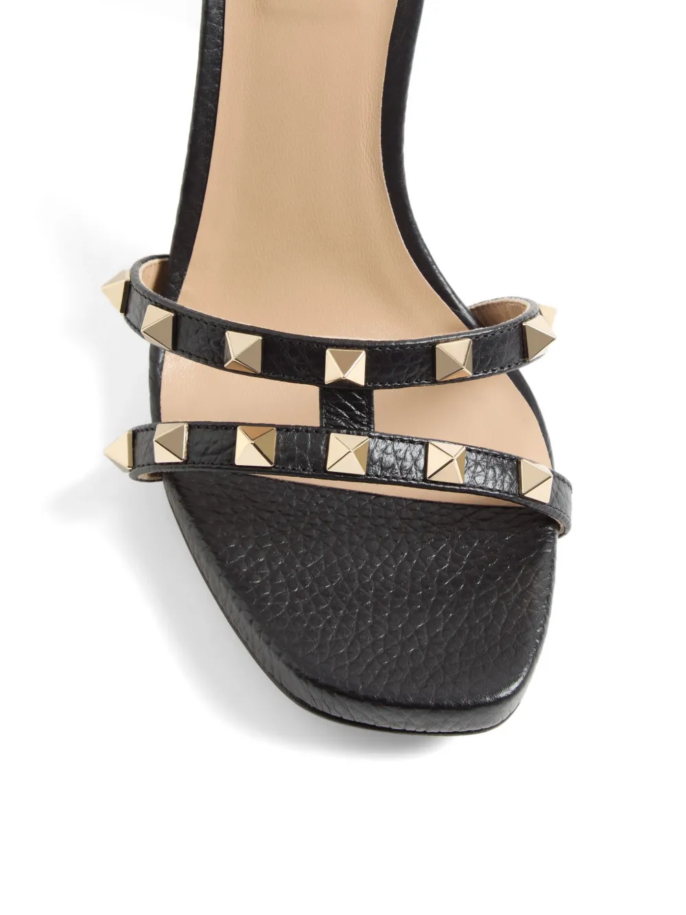 Valentino Garavani Rockstud sandalen van kalfsleer met elandprint Zwart