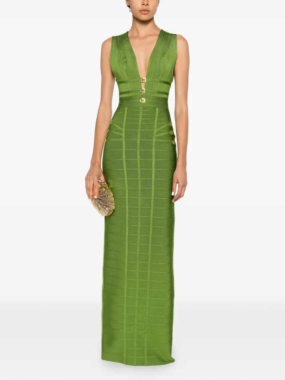 Elisabetta Franchi buckle-detail maxi dress - Verde