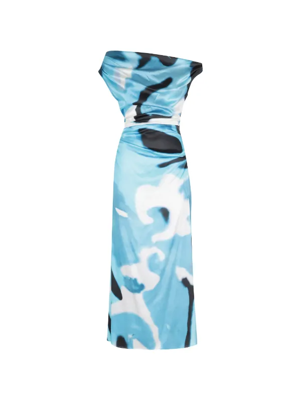 STAUD, Phare Silk Dress in Blue Haze, Size 6