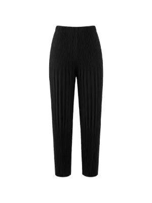 Homme Plissé Issey Miyake プリーツ テーパードパンツ | ブラック