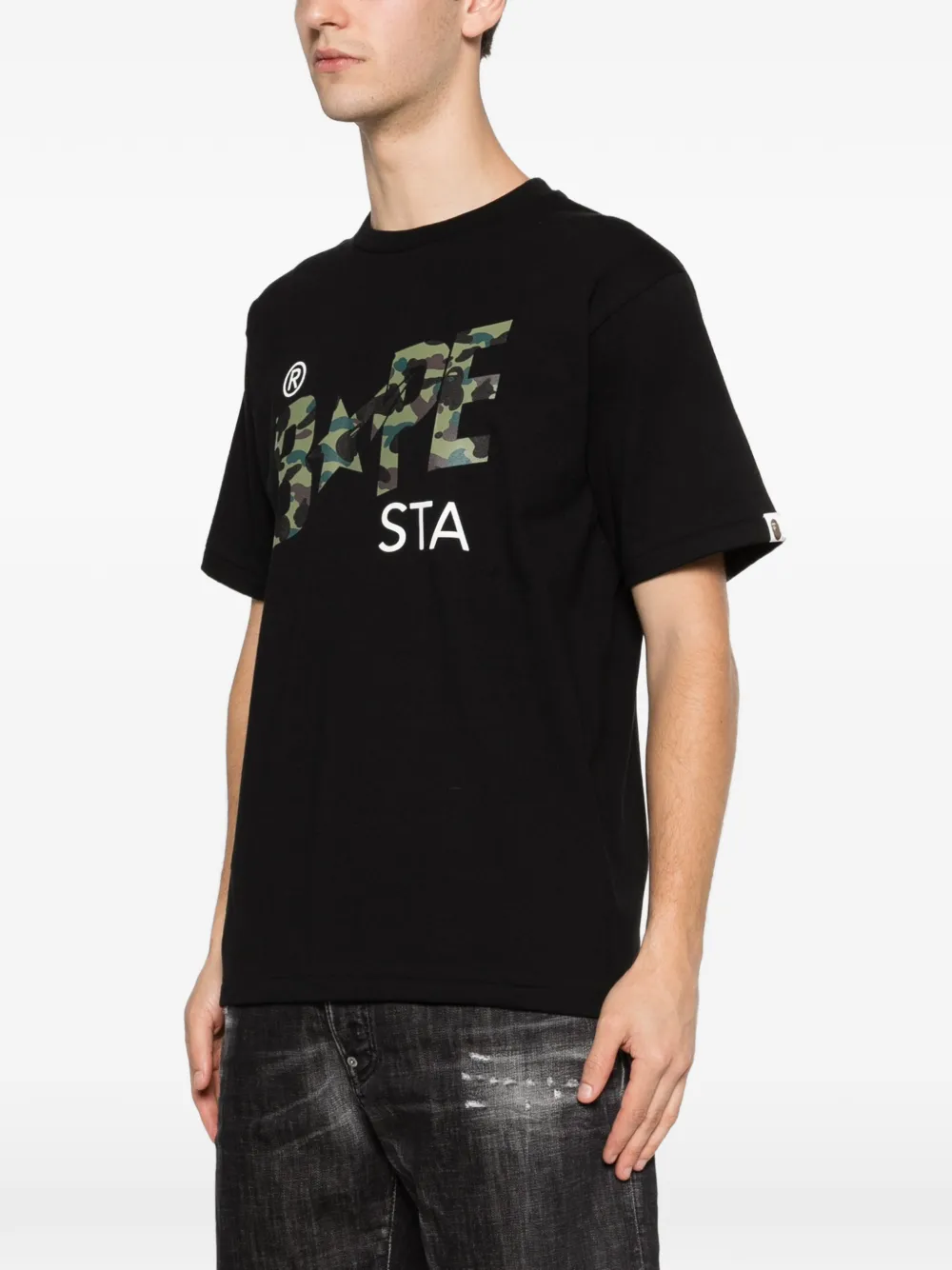 A BATHING APE T-shirt met logoprint Zwart