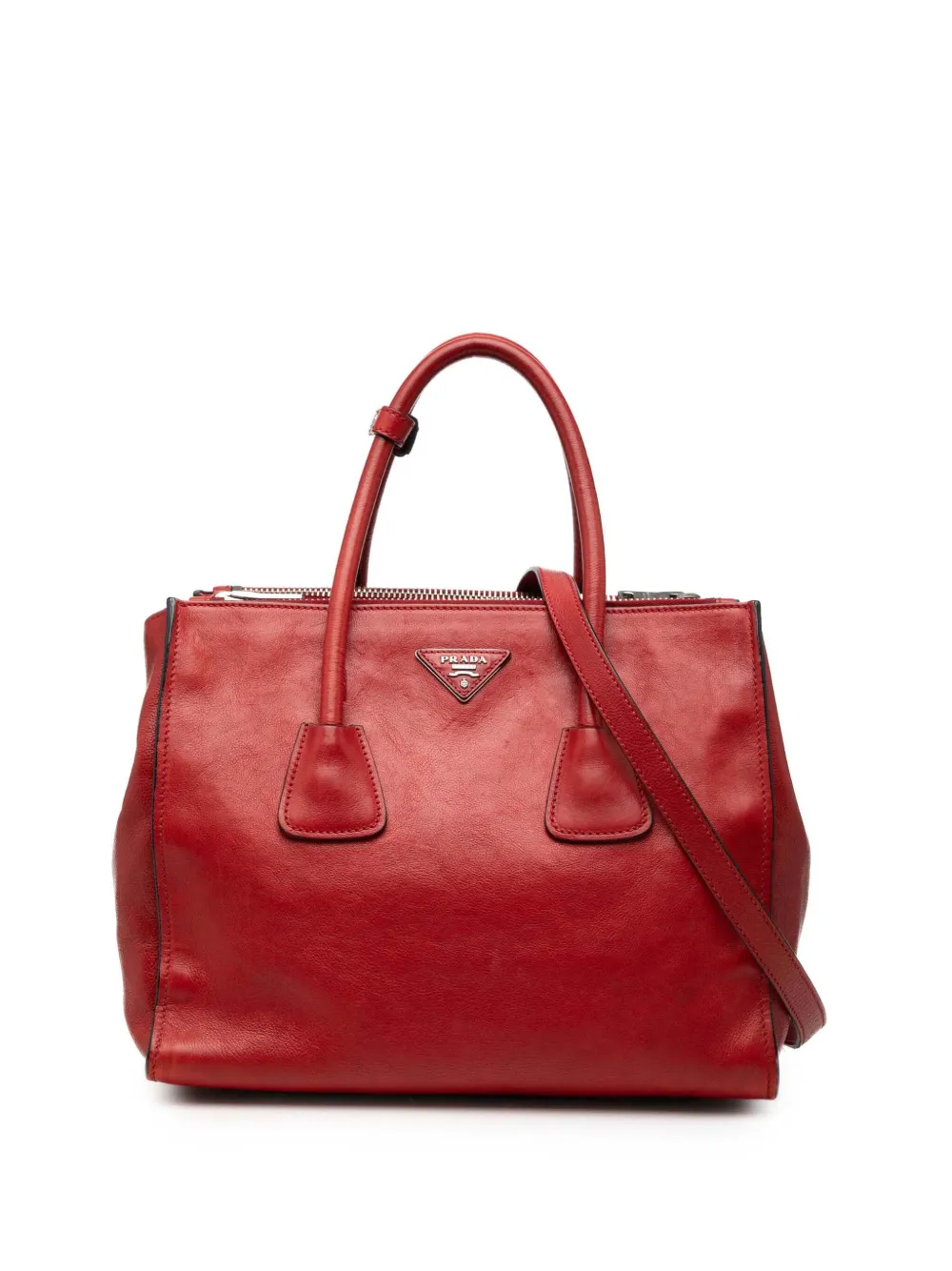 Prada Pre-Owned 2010-2025 Glace Calf Twin Pocket Double Handle satchel - Rosso