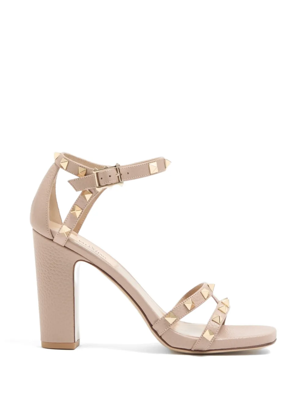 Valentino Garavani Rockstud sandalen van kalfsleer met elandprint Beige