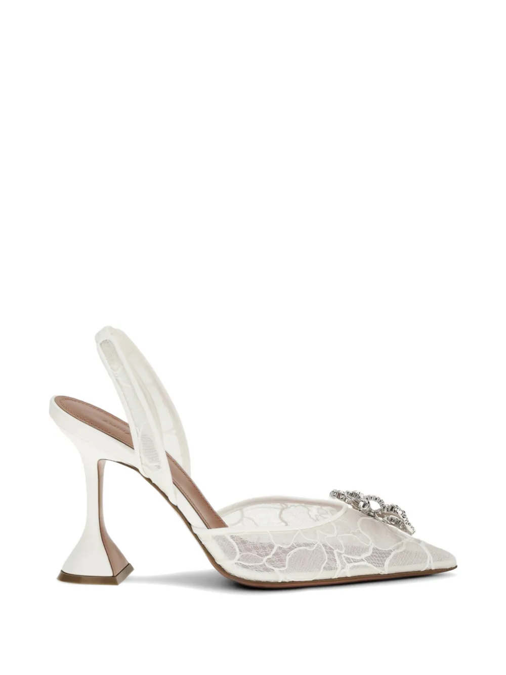 Amina Muaddi Rosie lace embellishment slings - Bianco