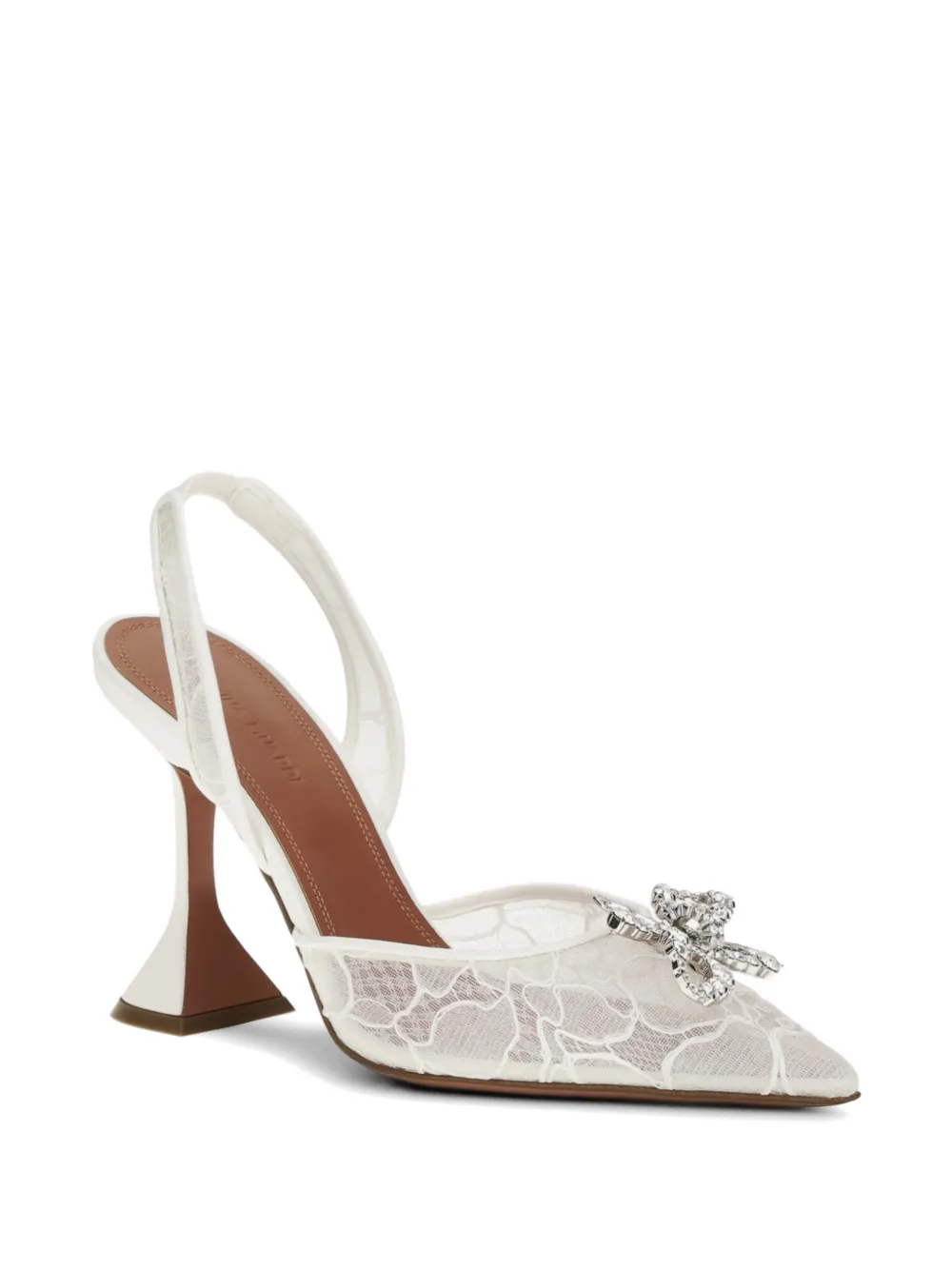 Amina Muaddi Rosie lace embellishment slings Wit