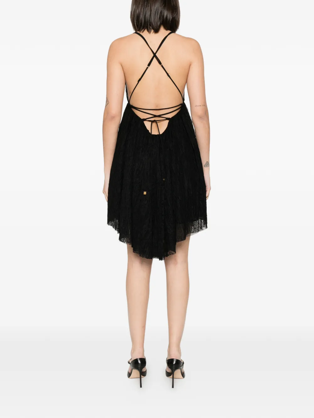 Elisabetta Franchi Asymmetrische mini-jurk met kant Zwart