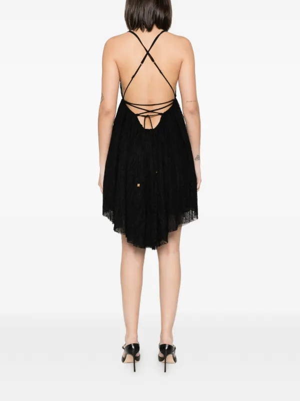 ゆずELISABETTA FRANCHI イタリア　ベア　ドレス　ブラック Elisabetta Franchi Lace Asymmetric Mini Dress | Black | FARFETCH