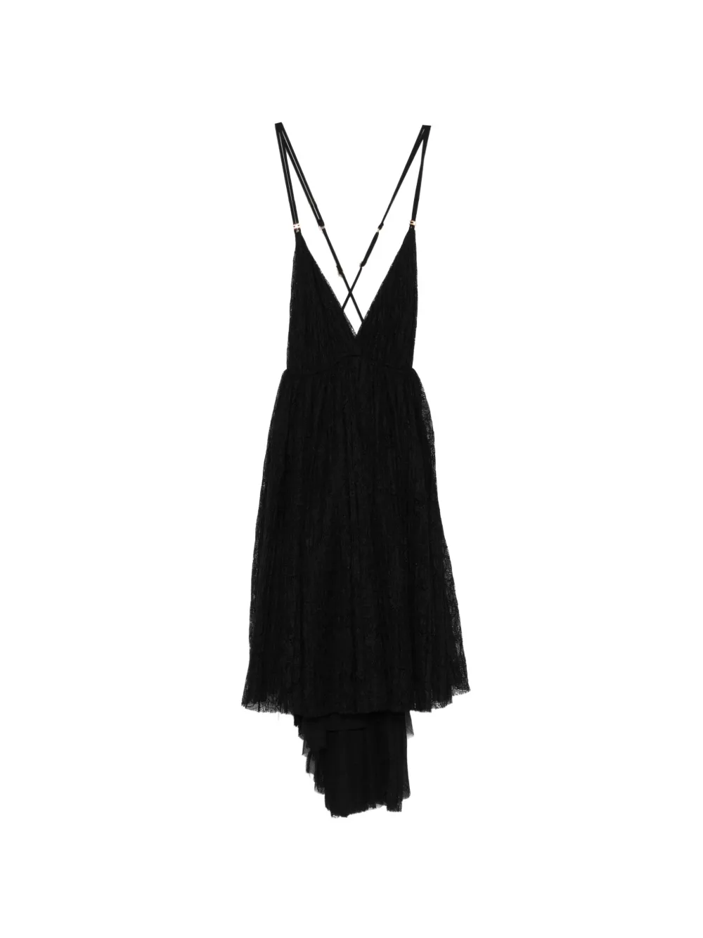 Elisabetta Franchi lace asymmetric mini dress - Nero