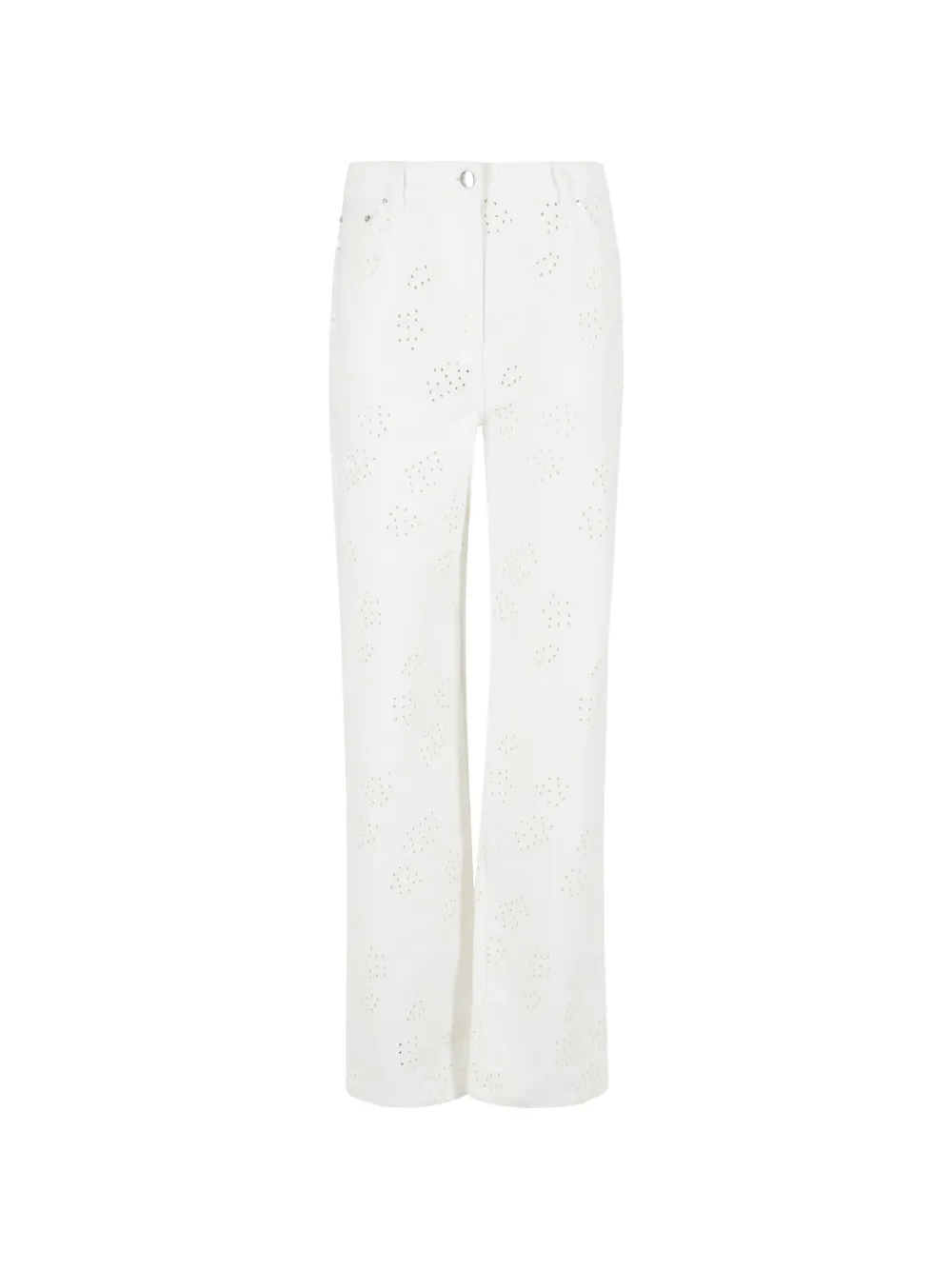 Semicouture belt-loop broderie trousers - Bianco