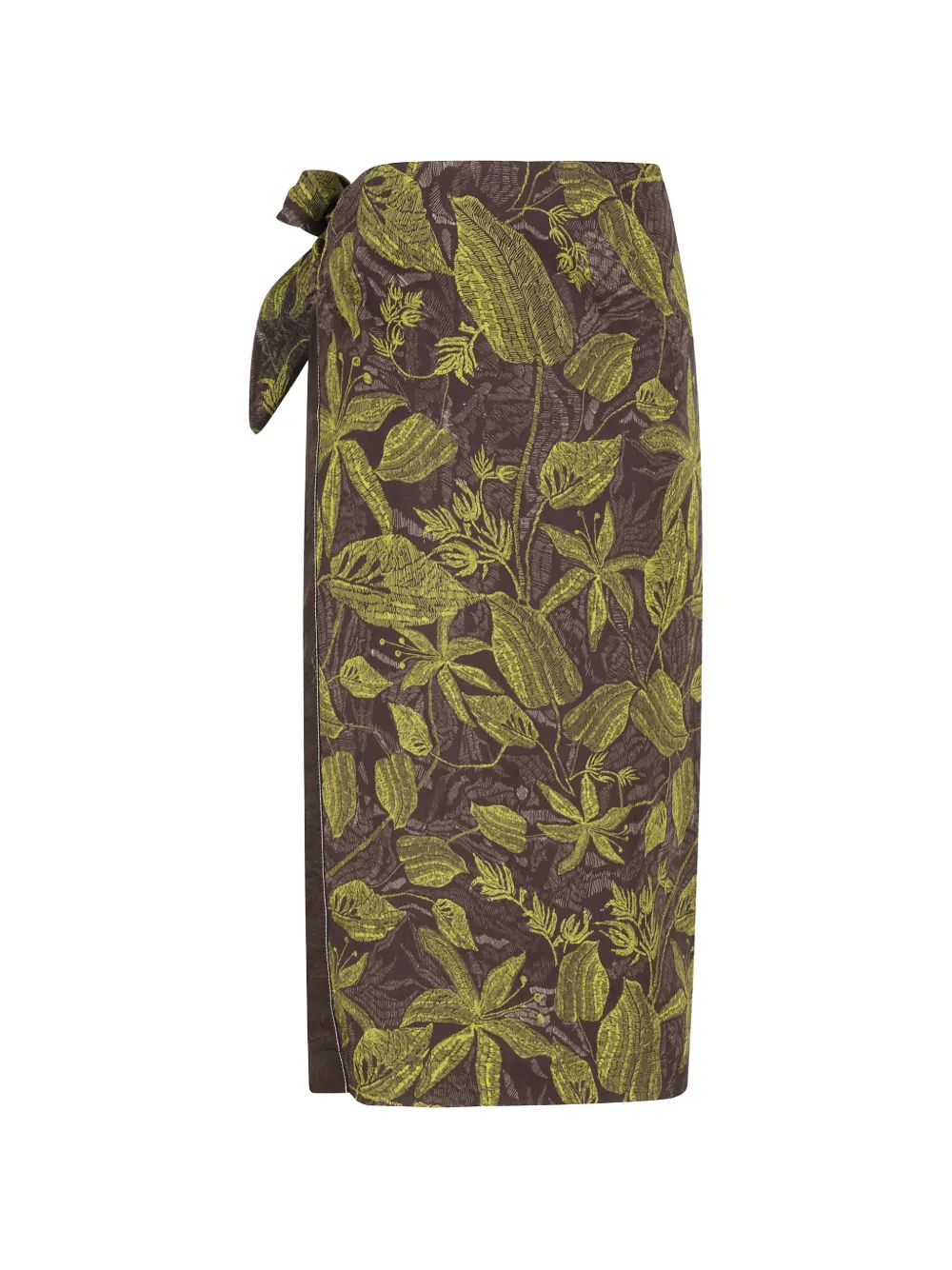 Tela Midi-rok met bloemenprint en strik Bruin