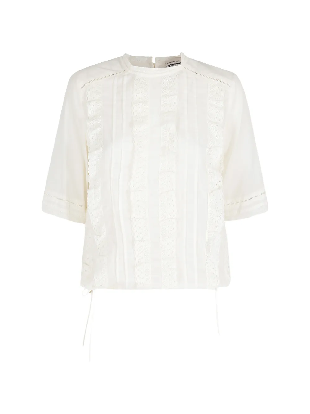 Semicouture lace-trim ruffled blouse - Toni neutri