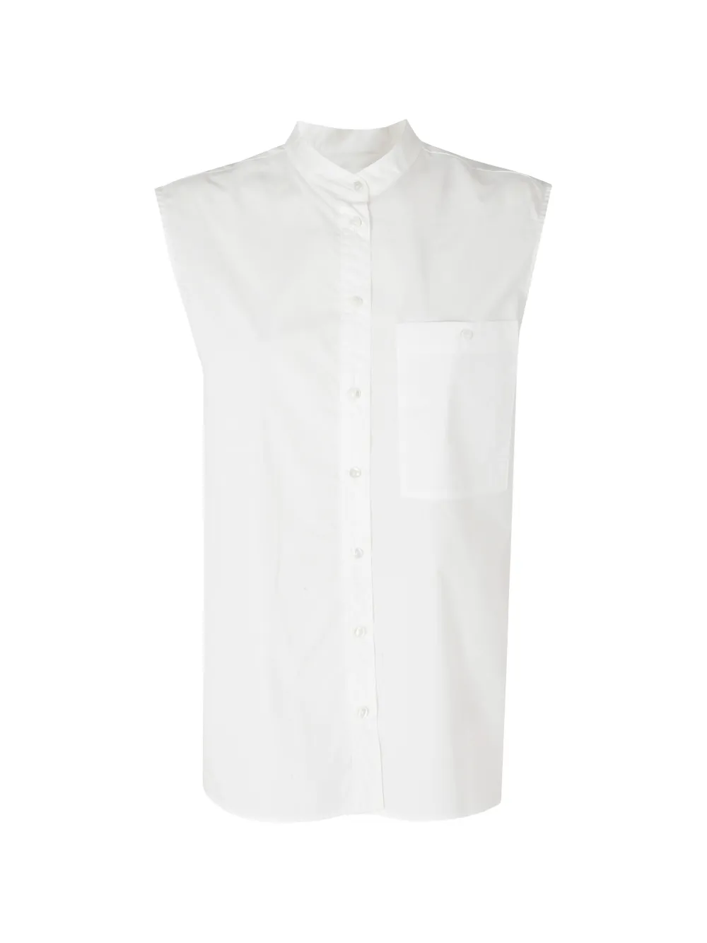 SOLOTRE mandarin-collar sleeveless shirt - Weiß