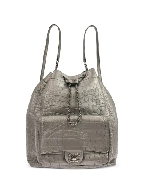 CHANEL Pre-Owned mochila de piel con efecto de piel de cocodrilo 2019